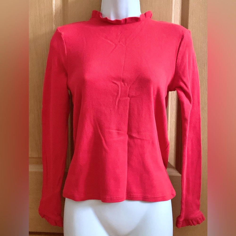 MNG Long Sleeve Ruffle Sweater Top
